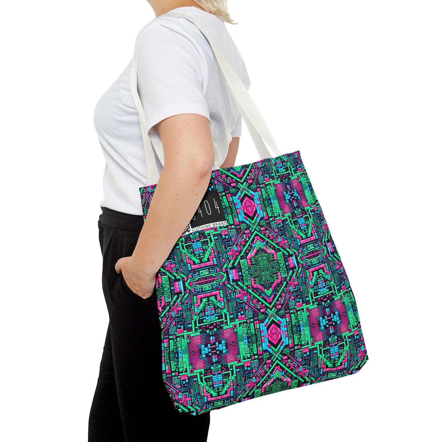 Digital Glitch Vibes Tech-Inspired Streetwear Tote Bag - 8404 Design-71