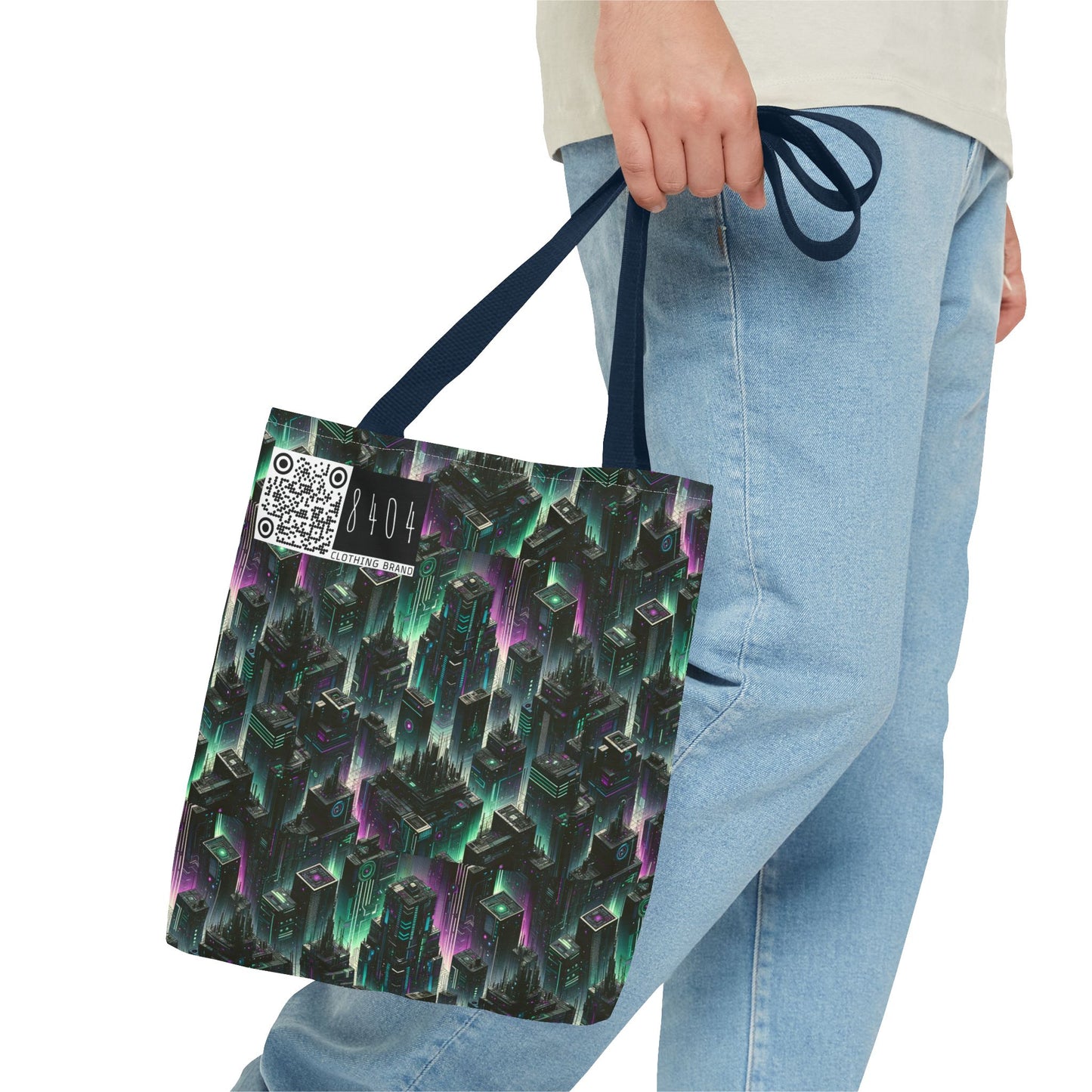Tech Noir Aesthetics Tech-Forward Urban Dystopia Tote Bag - 8404 Design-44