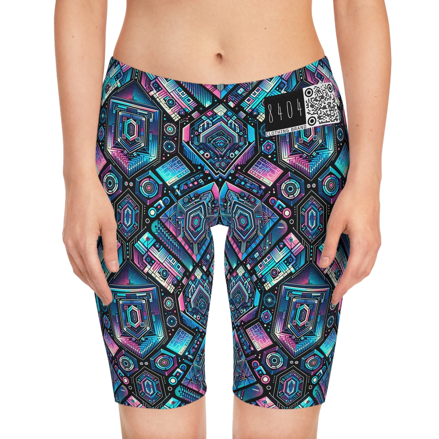 Digital Dreamland Futuristic Tech Aesthetic Women's Bike Shorts - 8404 Design-46