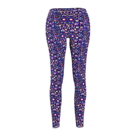 Digital Nostalgia Modern Retro Fusion Women's Cut & Sew Casual Leggings - 8404 Design-64
