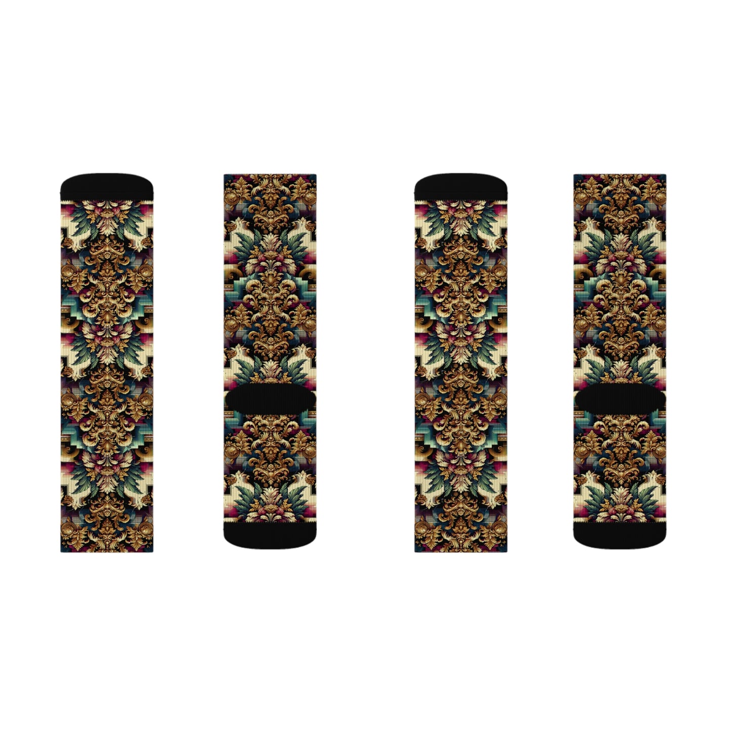 Digital Renaissance Modern Baroque Fusion Sublimation Socks - 8404 Design-60