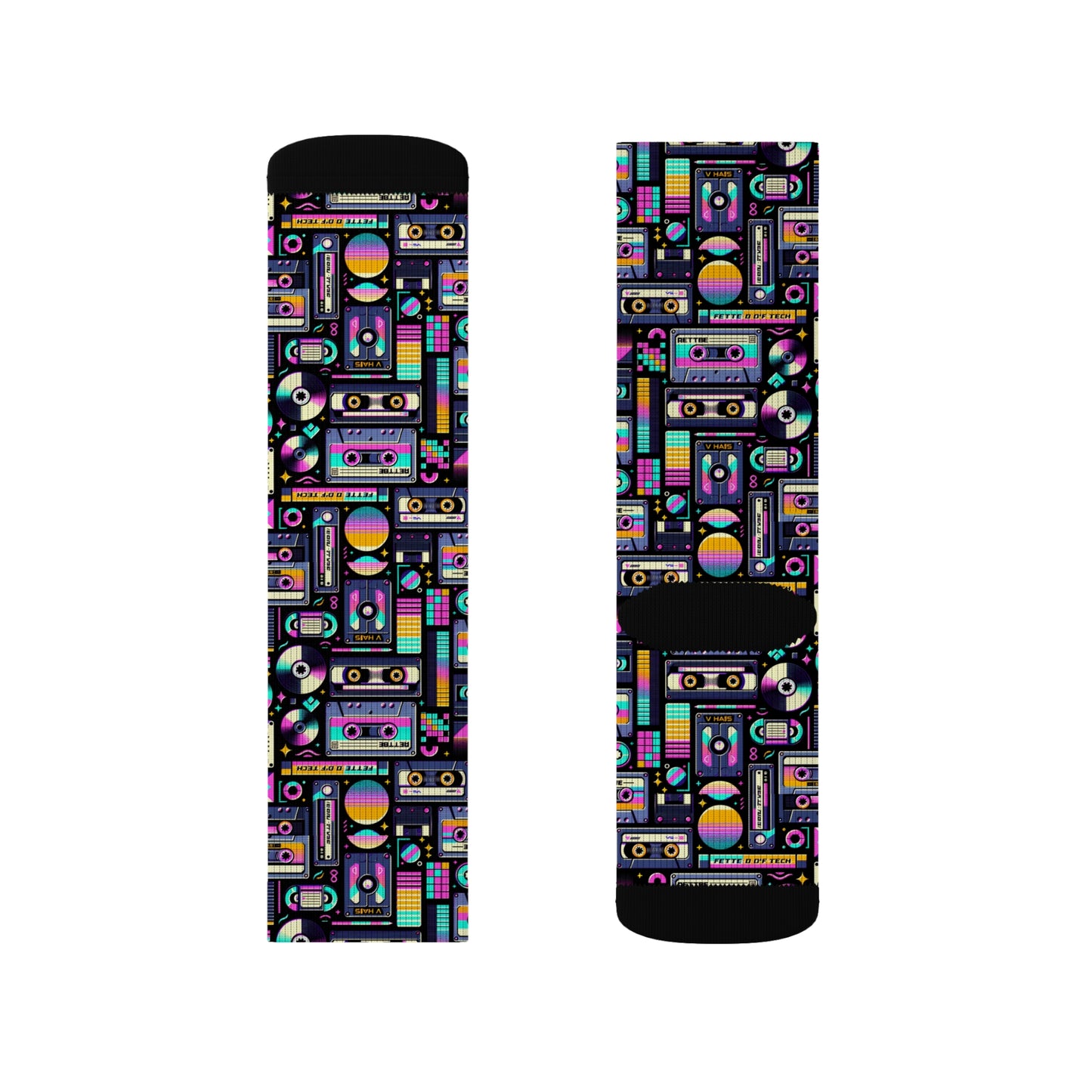 Digital Nostalgia Tech-Inspired Retro Fusion Sublimation Socks - 8404 Design-48
