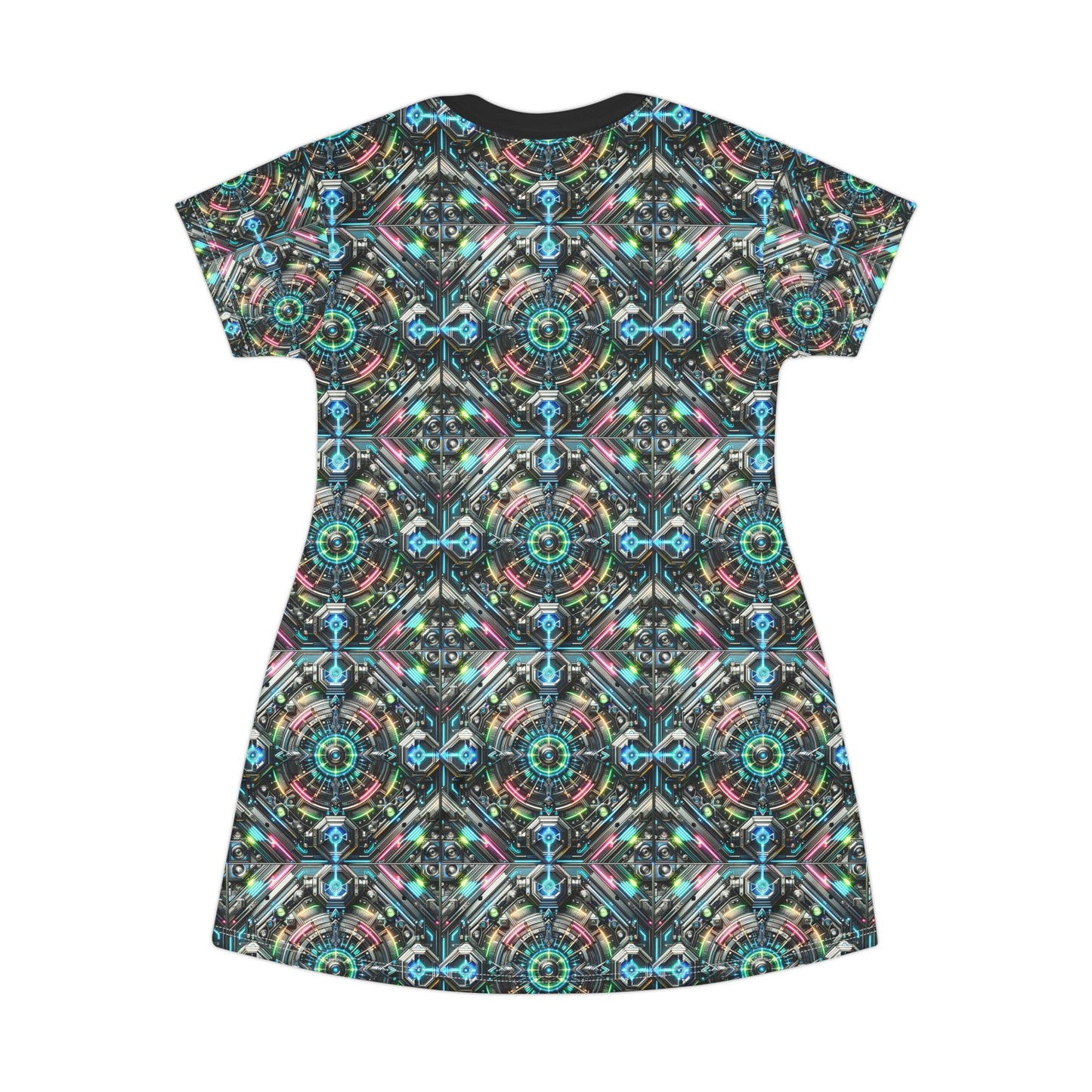 Tech-Infused Futurism Futuristic Tech T-Shirt Dress - 8404 Design-53