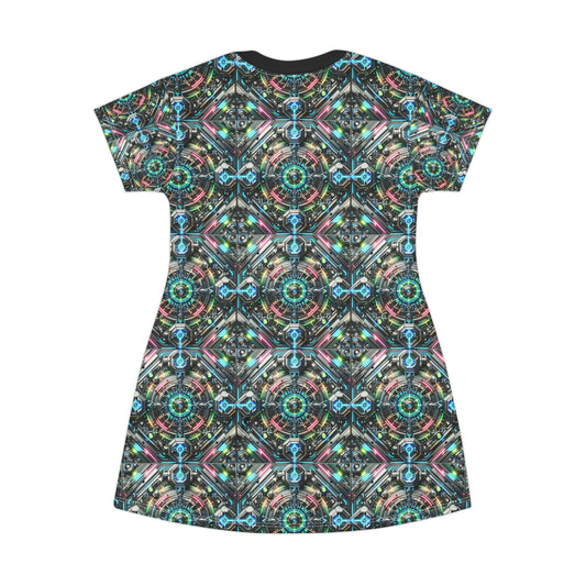 Tech-Infused Futurism Futuristic Tech T-Shirt Dress - 8404 Design-53