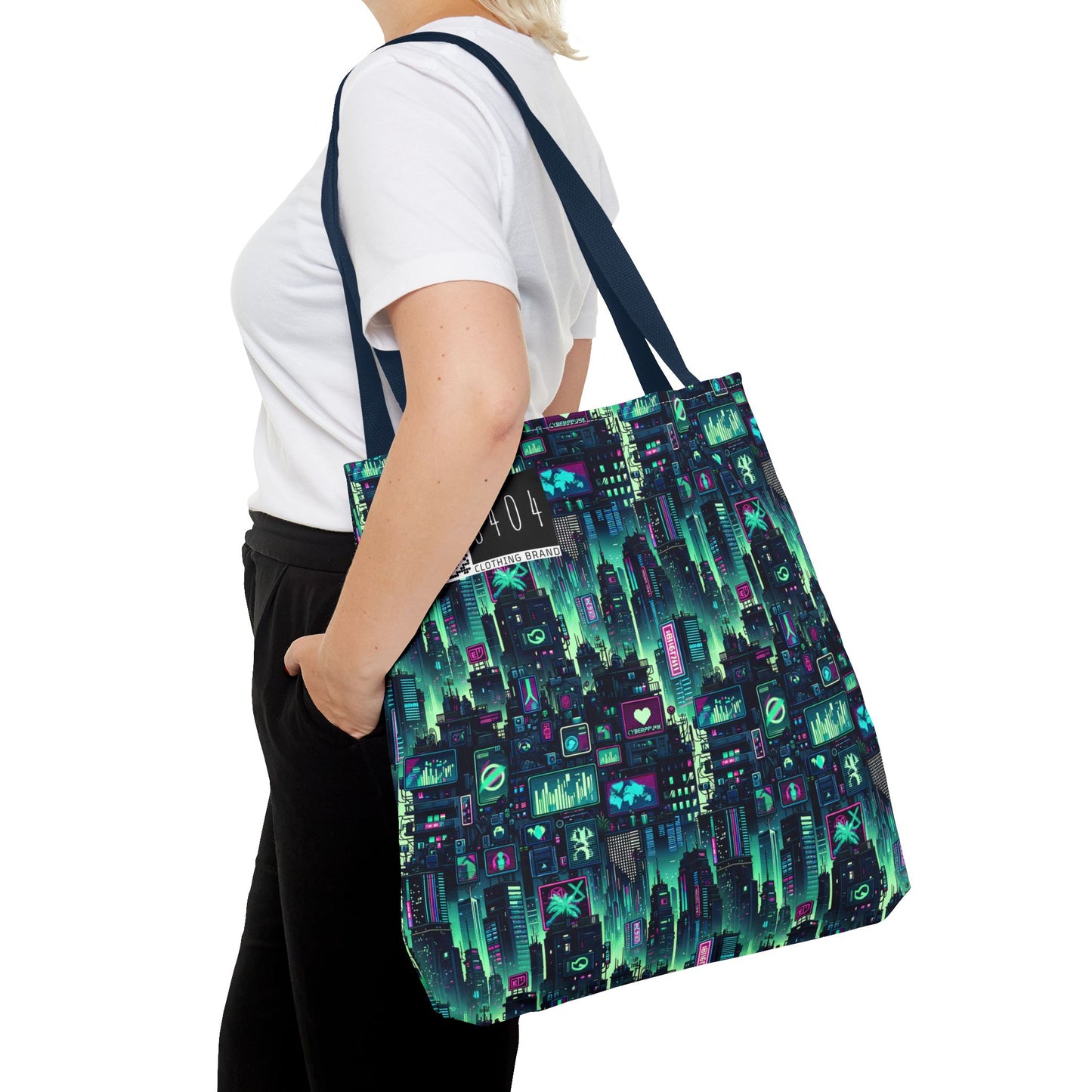 Tech Noir Graphics Futuristic Cyberpunk Tote Bag - 8404 Design-52