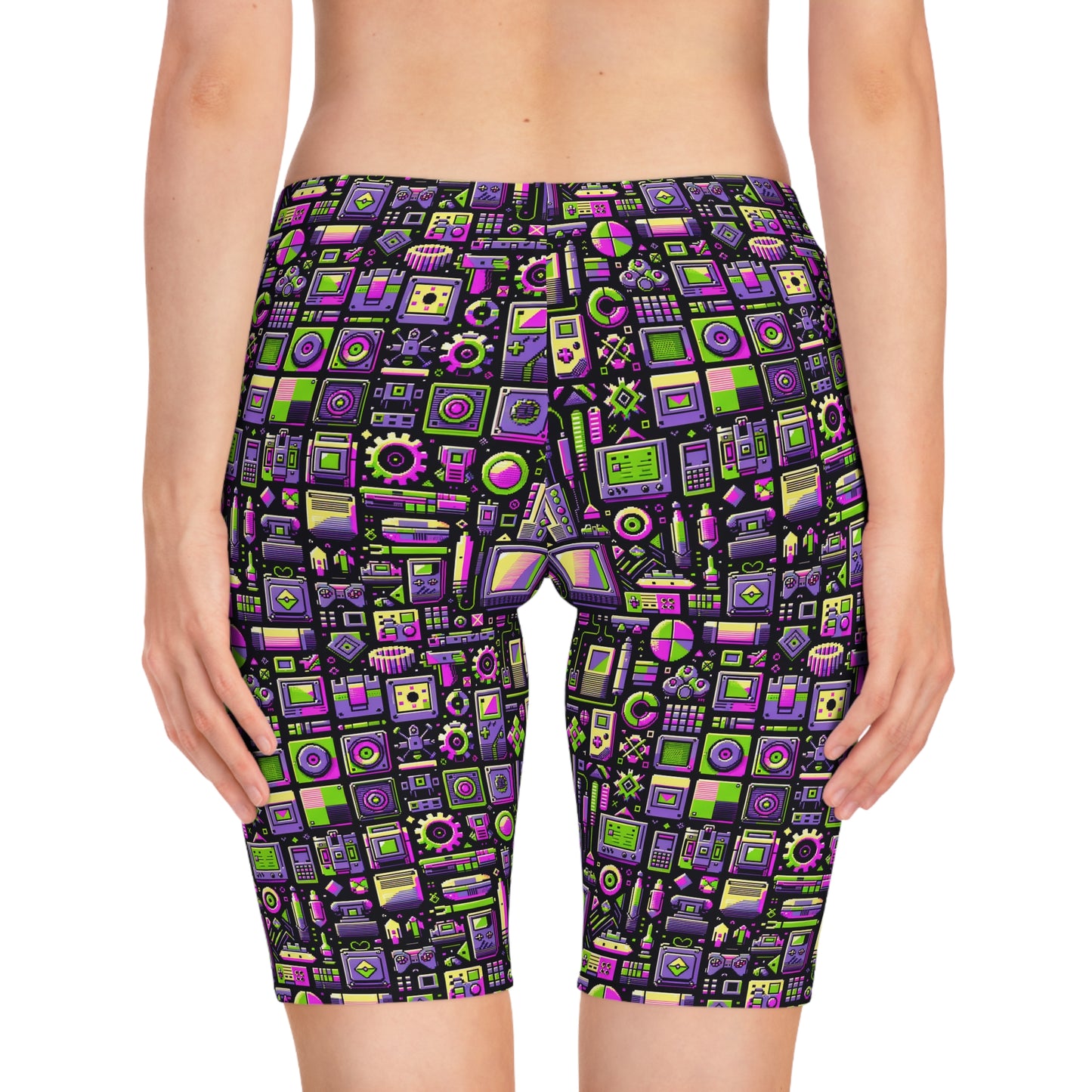 Digital Nostalgia Remix Modern Vintage Fusion Women's Bike Shorts - 8404 Design-67