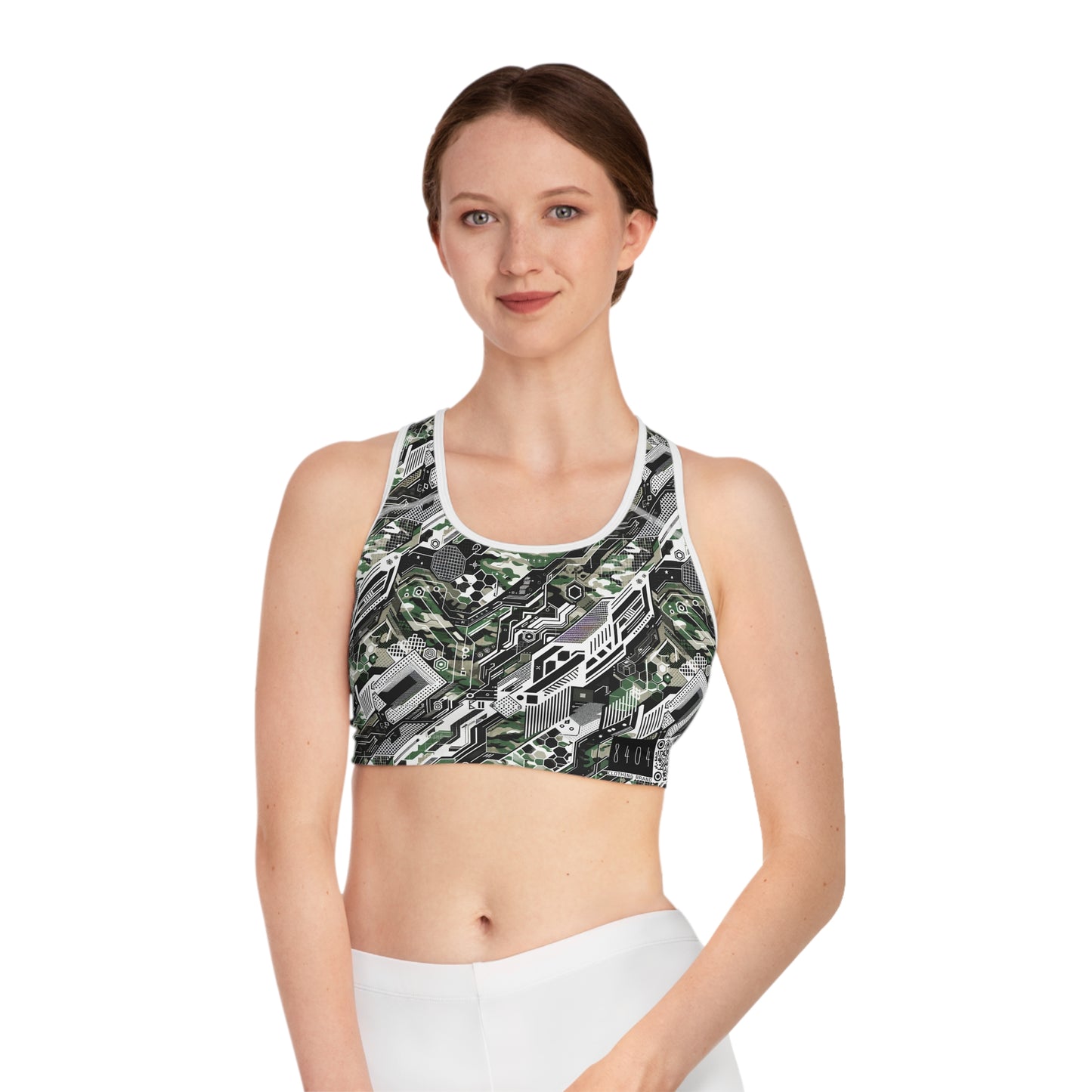 Tech Camo Fusion Tech-Forward Streetwear With a Futuristic Edge Sports Bra - 8404 Design-46