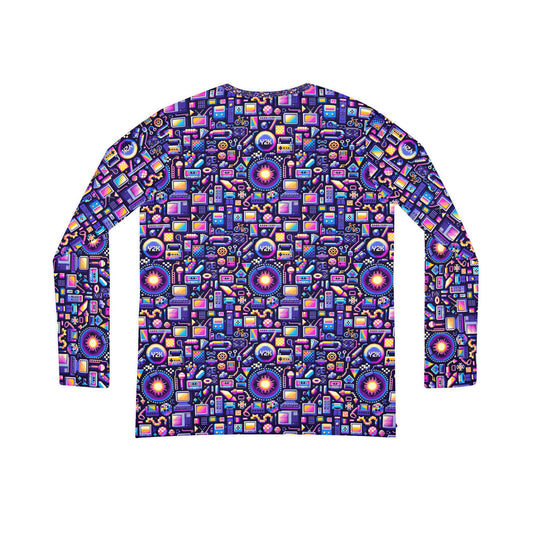 Digital Nostalgia Modern Retro Fusion Women's Long Sleeve V-Neck Shirt - 8404 Design-64