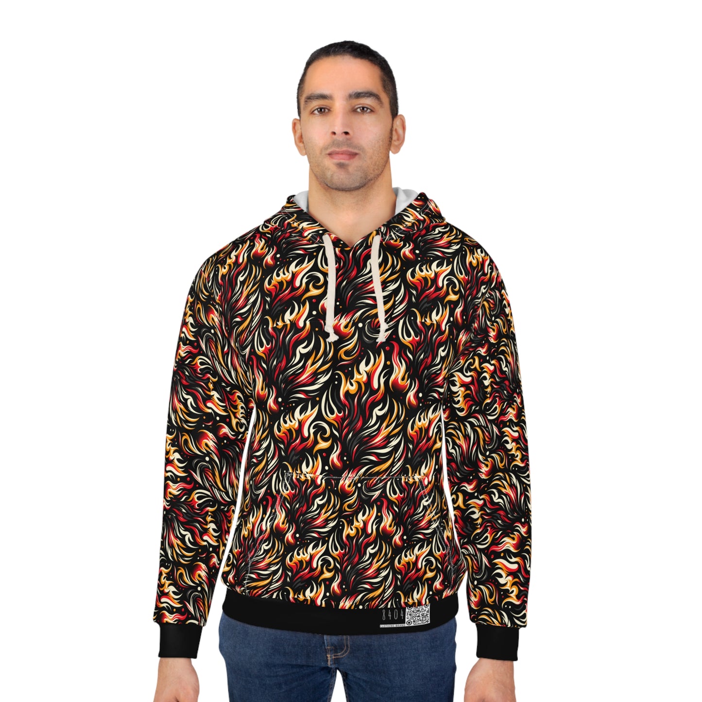 Fire & Flames Bold Streetwear Statement Pullover Hoodie - 8404 Design-60