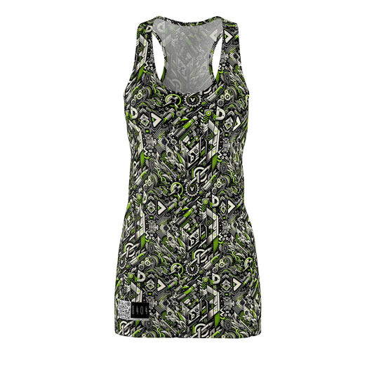 Graffiti Tech Fusion Bold Streetwear Fusion Women's Cut & Sew Racerback Dress - 8404 Design-59