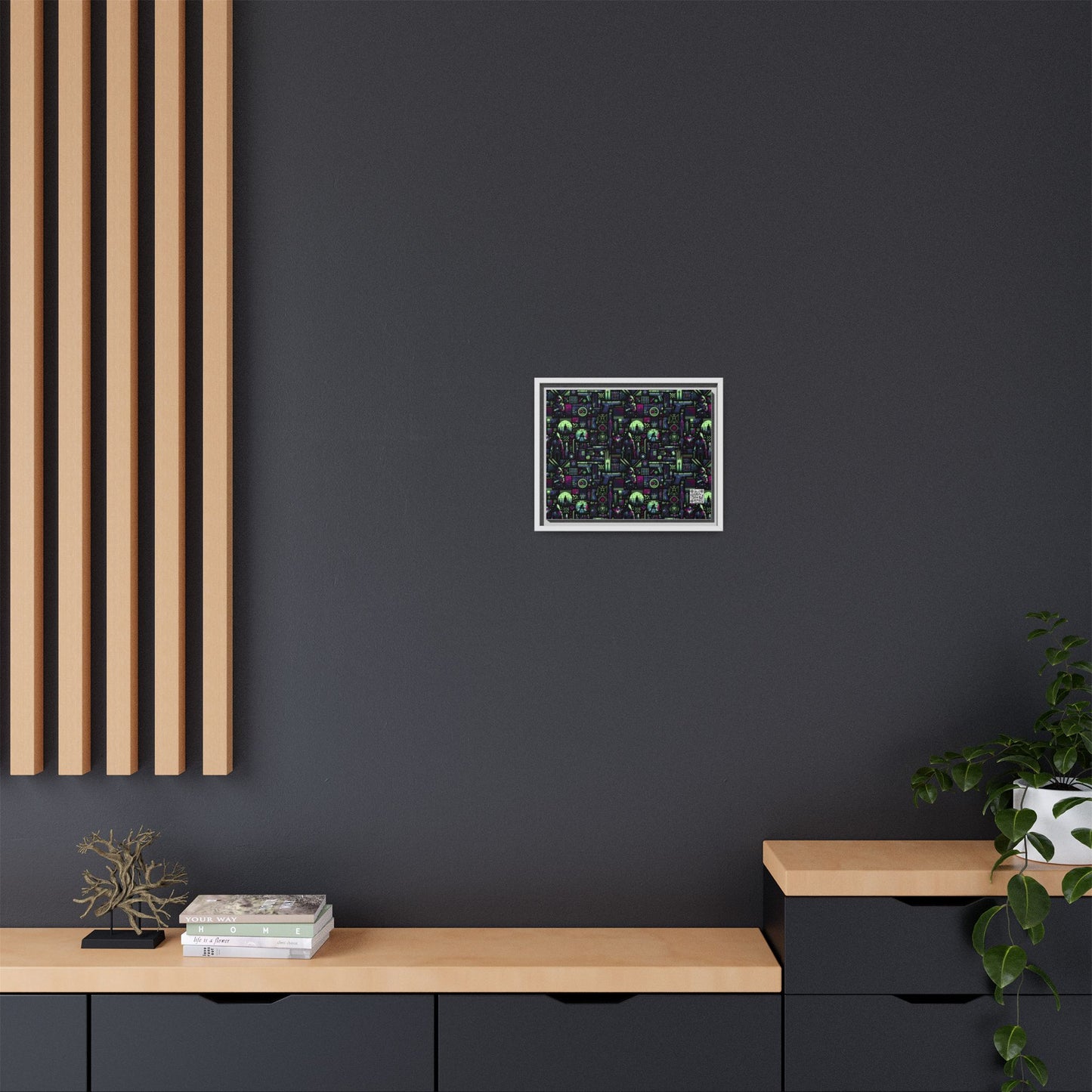 Tech Noir Futuristic Cyberpunk Matte Canvas, Framed (multi-Color) - 8404 Design-63 A