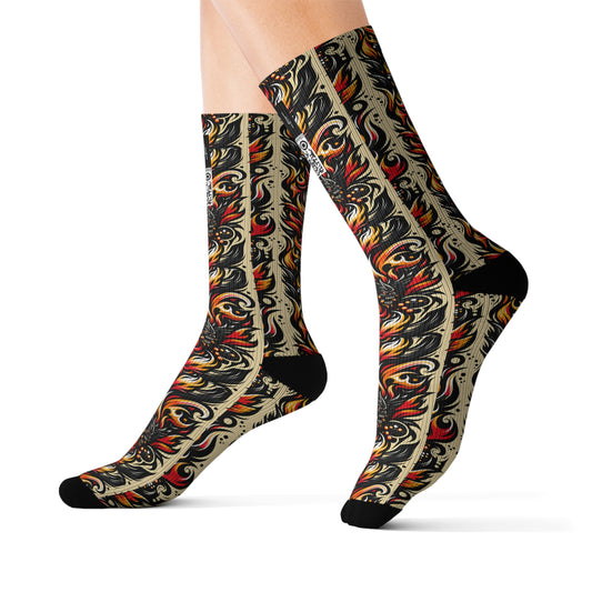 Flame Graphics Maximalist Streetwear Sublimation Socks - 8404 Design-65