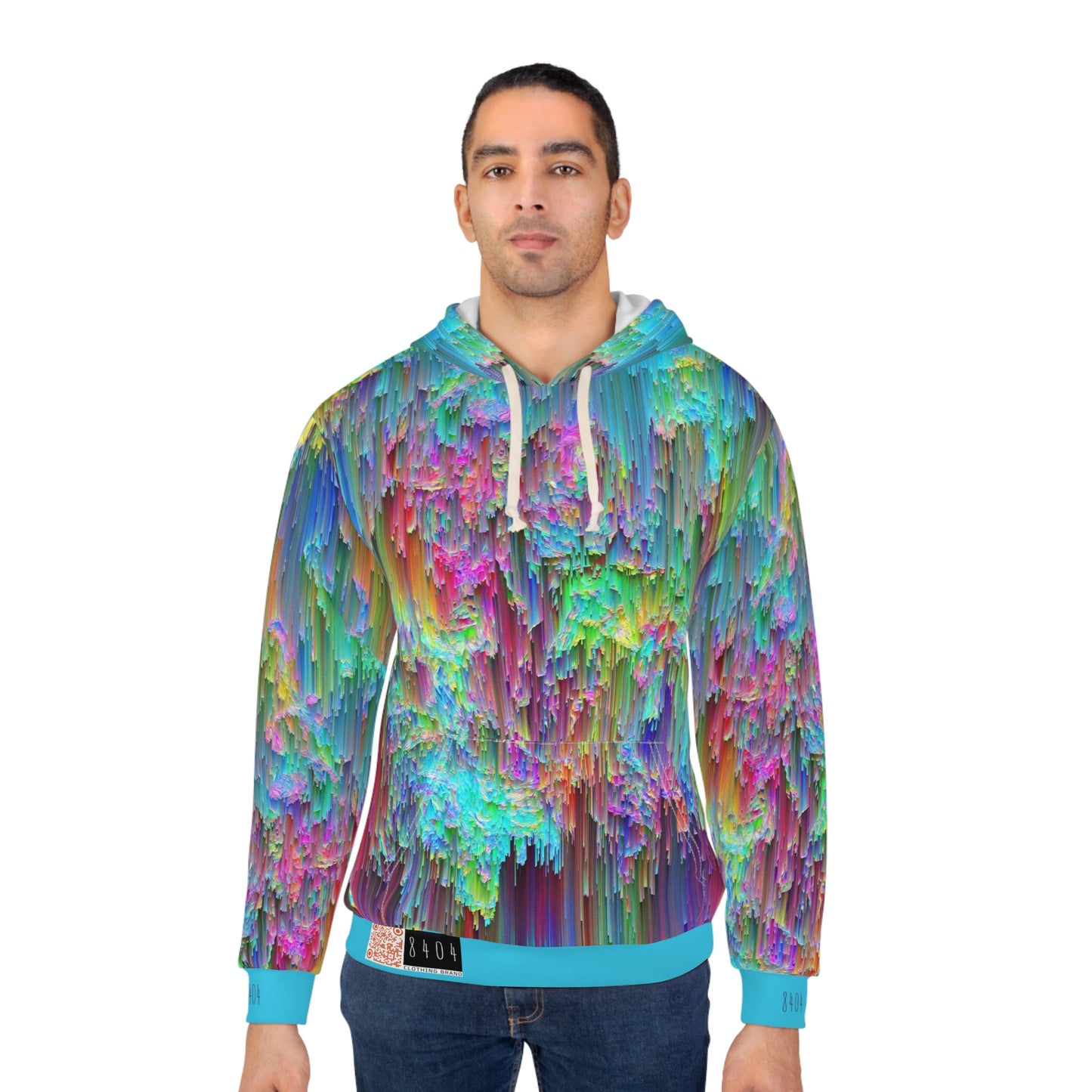 8404's Unisex Adult "trippy Rainfall in Teal" Fashion Pullover Hoodie