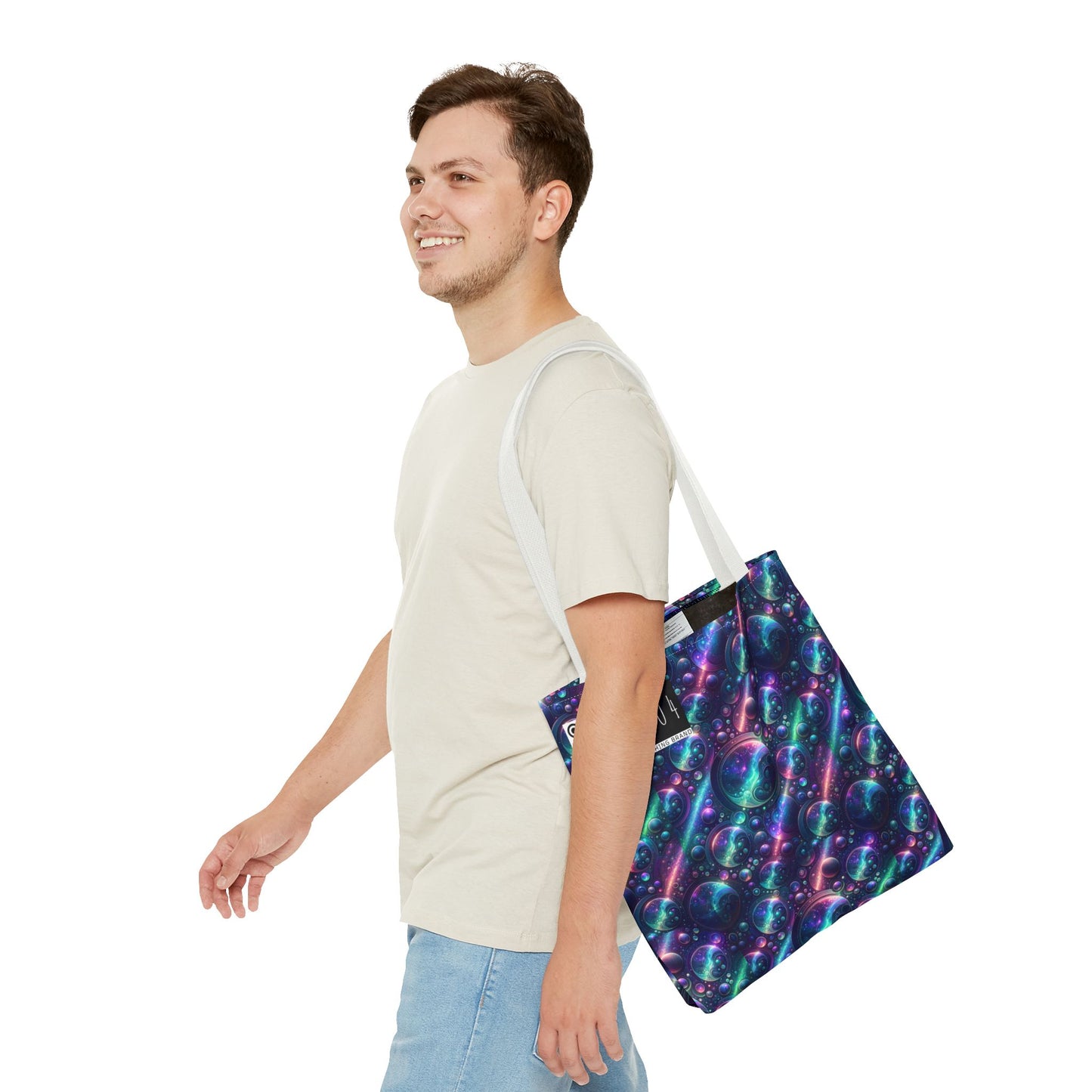 Iridescent Tech Fusion Tech-Forward Streetwear Tote Bag - 8404 Design-51
