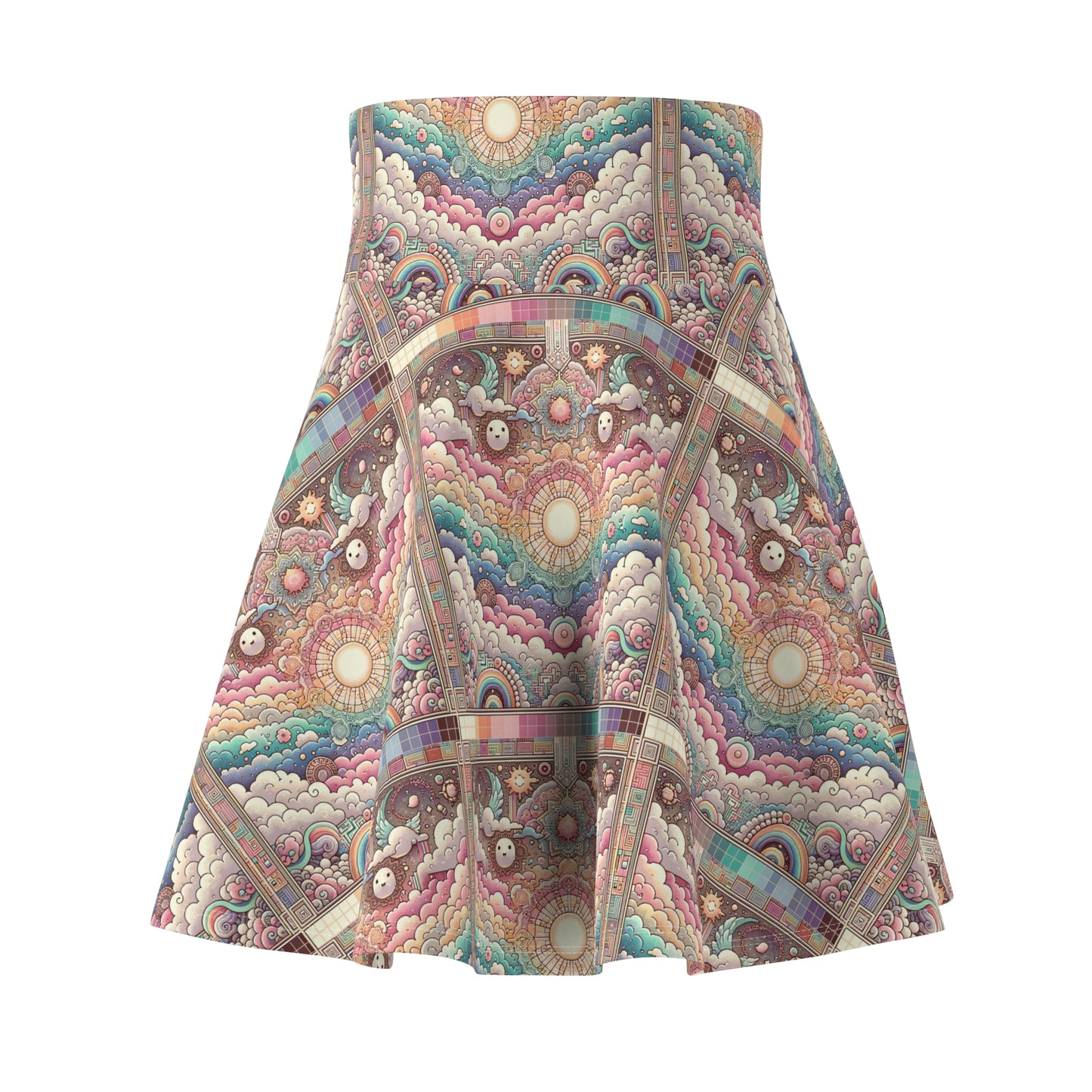 Digital Dreamland Whimsical and Nostalgic Streetwear With a Digital Twist Women's Skater Skirt - 8404 Design-56