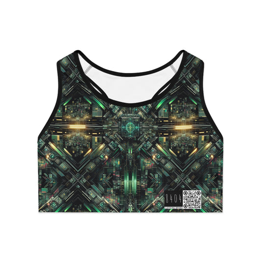 Tech Noir Graphics Tech-Inspired Streetwear Sports Bra - 8404 Design-56