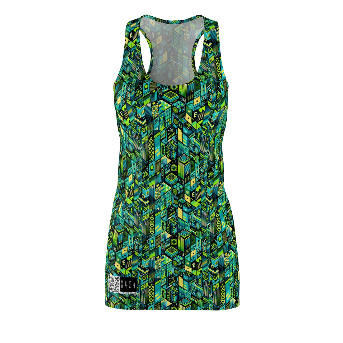 Tech-Infused Neon Tech-Forward Streetwear Women's Cut & Sew Racerback Dress - 8404 Design-61