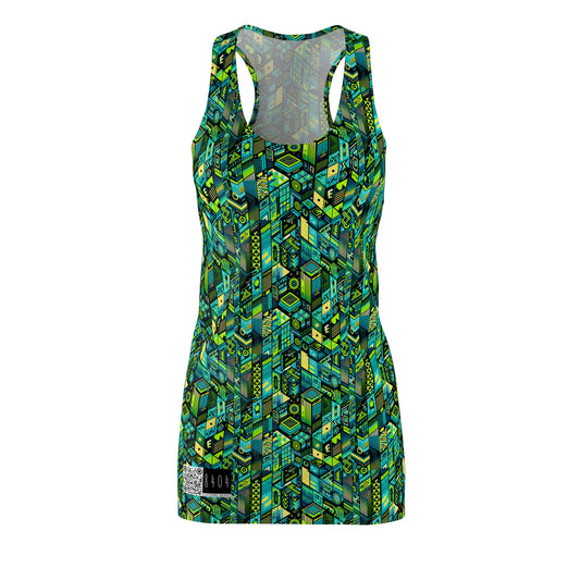 Tech-Infused Neon Tech-Forward Streetwear Women's Cut & Sew Racerback Dress - 8404 Design-61