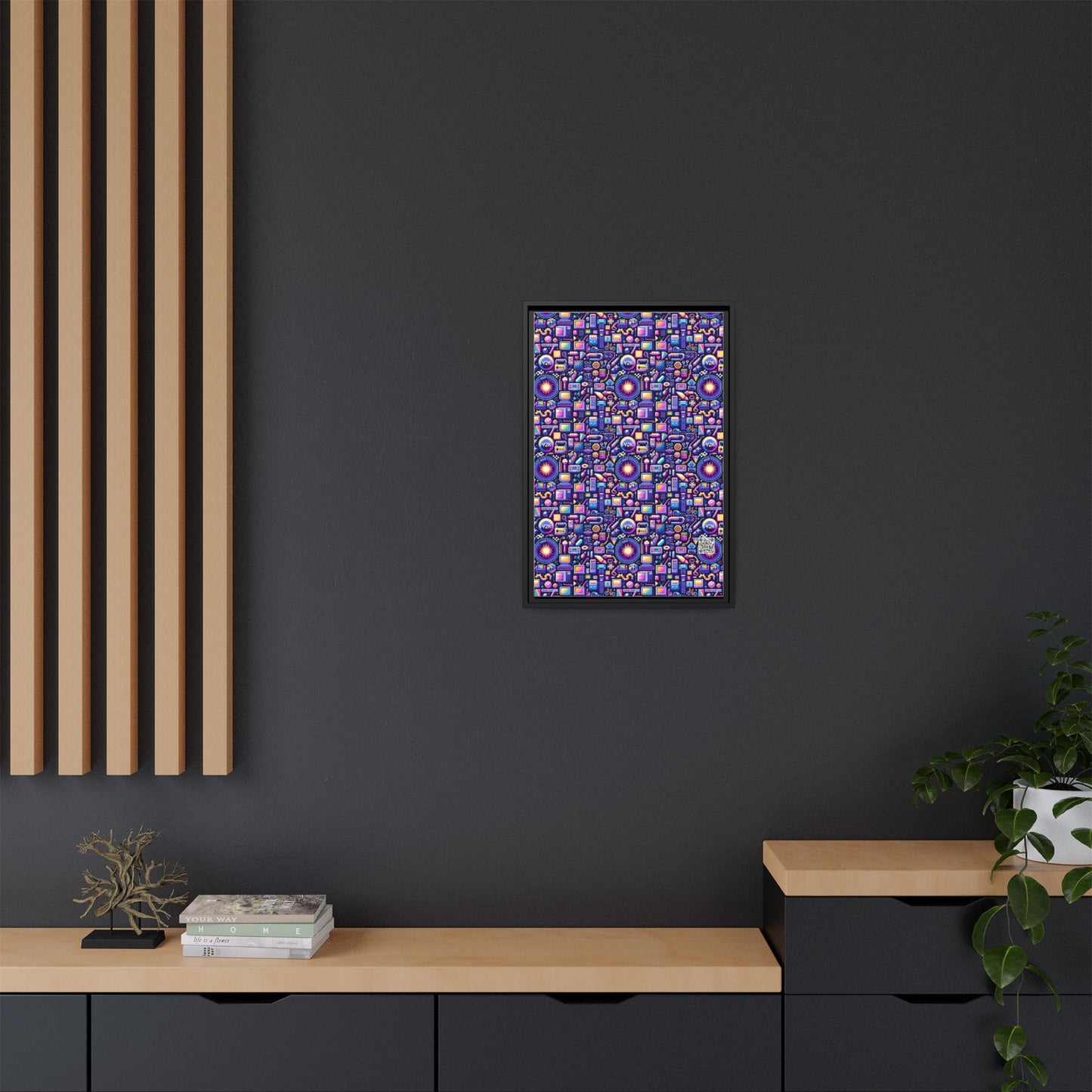Digital Nostalgia Modern Retro Fusion Matte Canvas, Framed (multi-Color) - 8404 Design-64 B