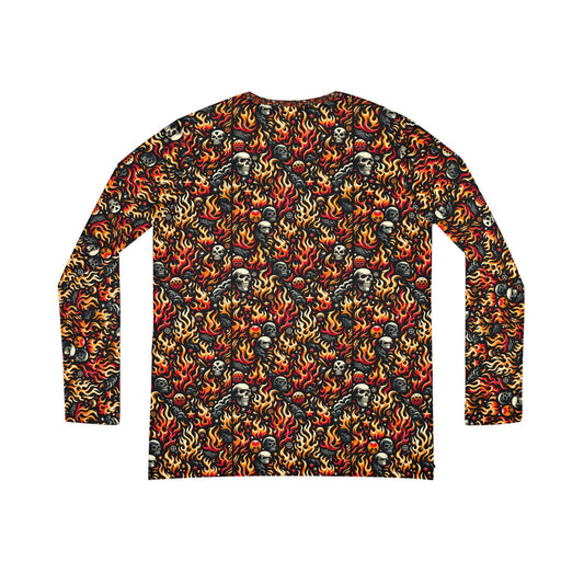 Flame Graphics Maximalist Streetwear Women's Long Sleeve V-Neck Shirt - 8404 Design-76
