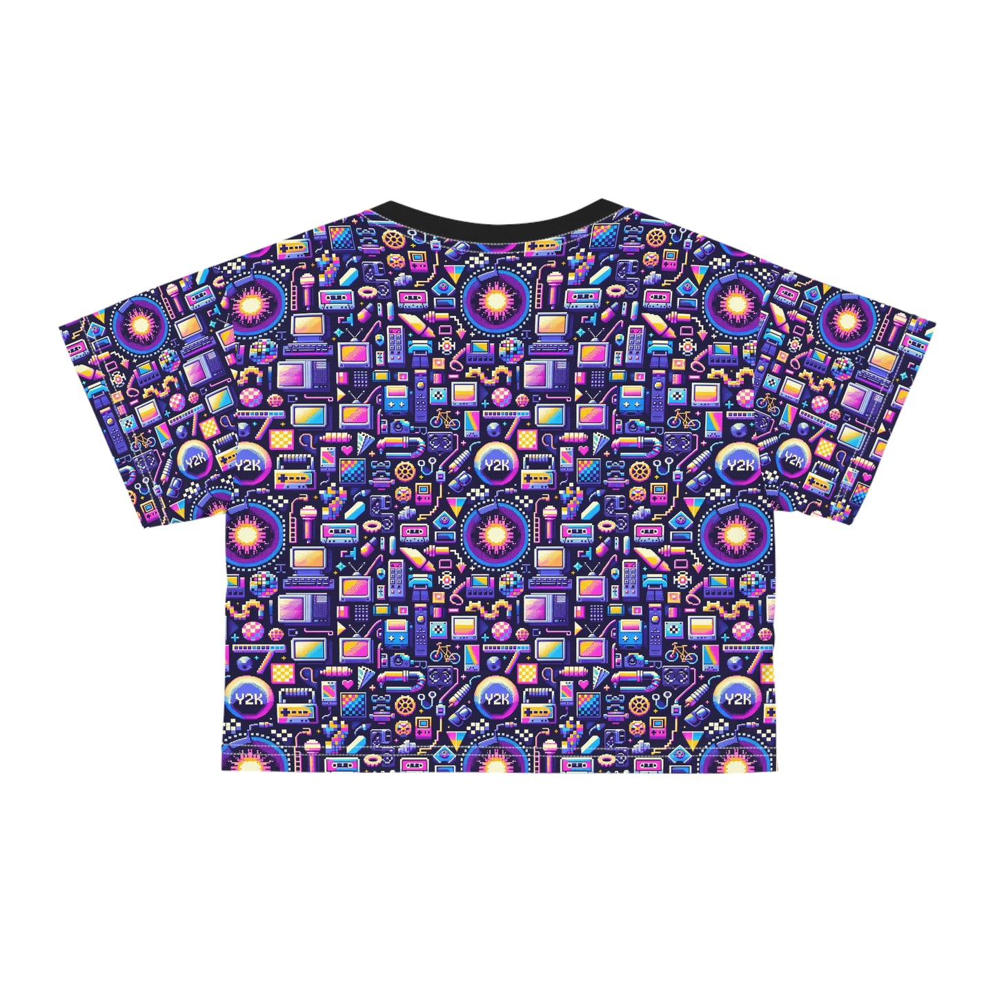 Digital Nostalgia Modern Retro Fusion Crop Tee - 8404 Design-64