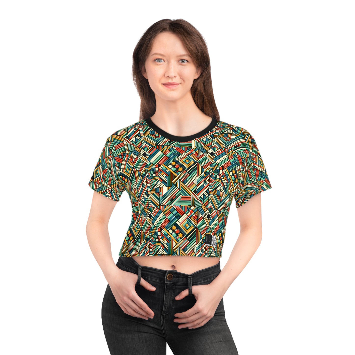 Abstract Graphic Art Modern Artistic Expression Crop Tee - 8404 Design-67