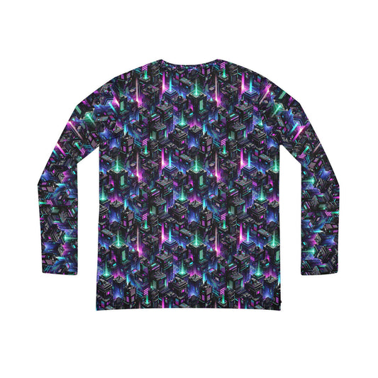 Tech Noir Graphics Futuristic Tech Aesthetics Women's Long Sleeve V-Neck Shirt - 8404 Design-55