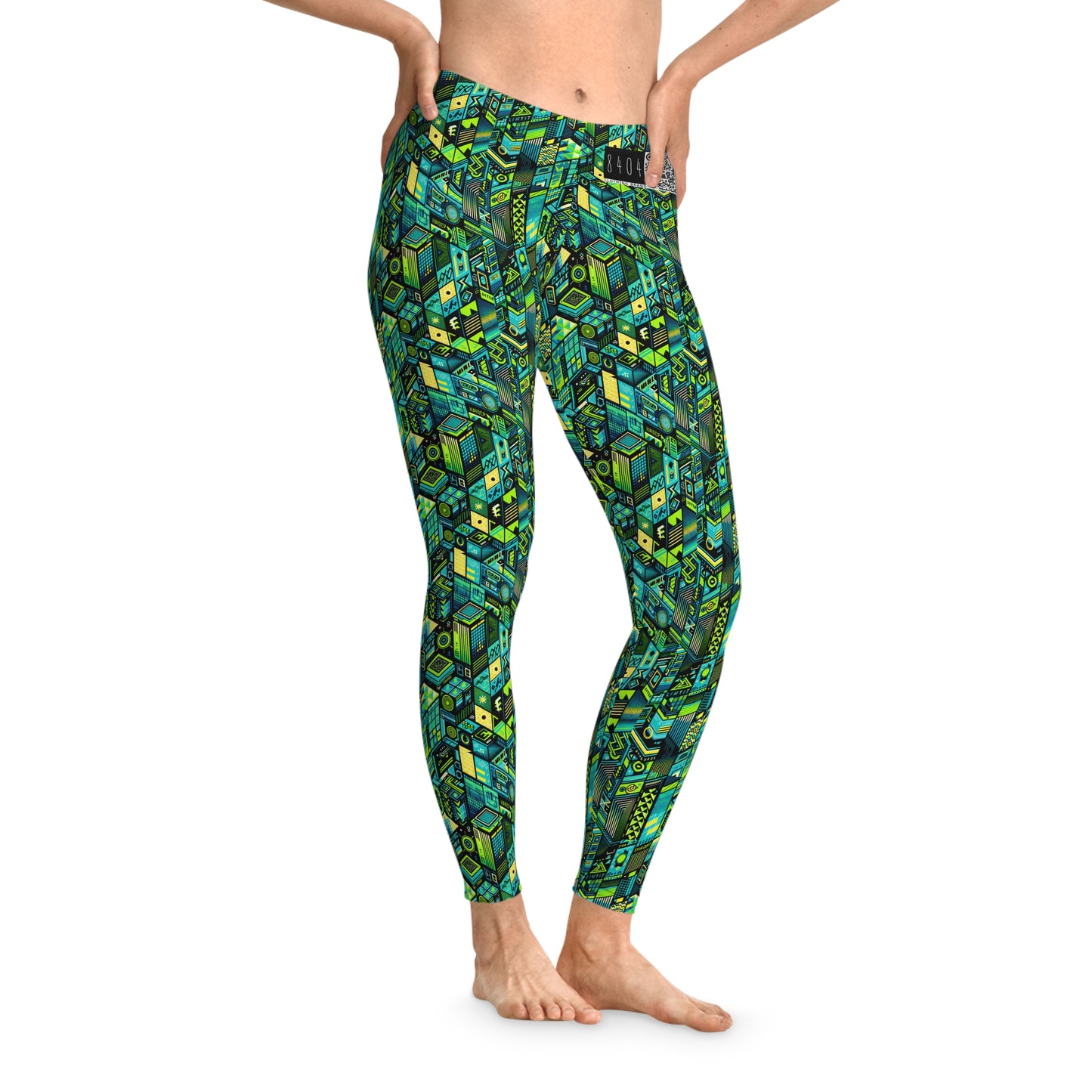 Tech-Infused Neon Tech-Forward Streetwear Stretch Leggings - 8404 Design-61