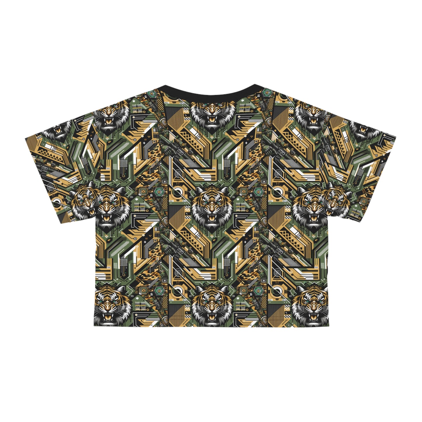 Neo-Camo Fusion Tech-Forward Streetwear Crop Tee - 8404 Design-58