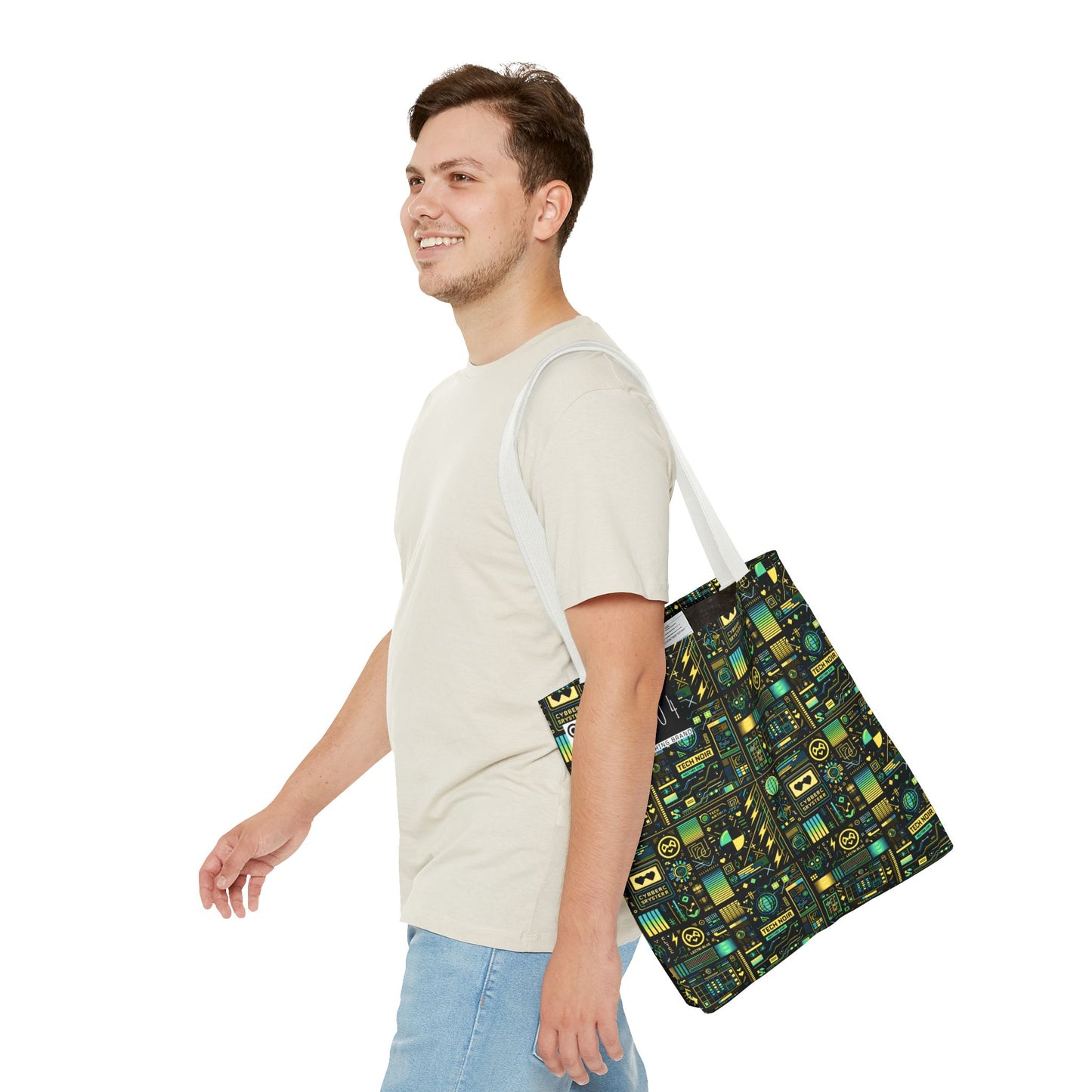 Digital Dystopia Tech Noir Tote Bag - 8404 Design-57