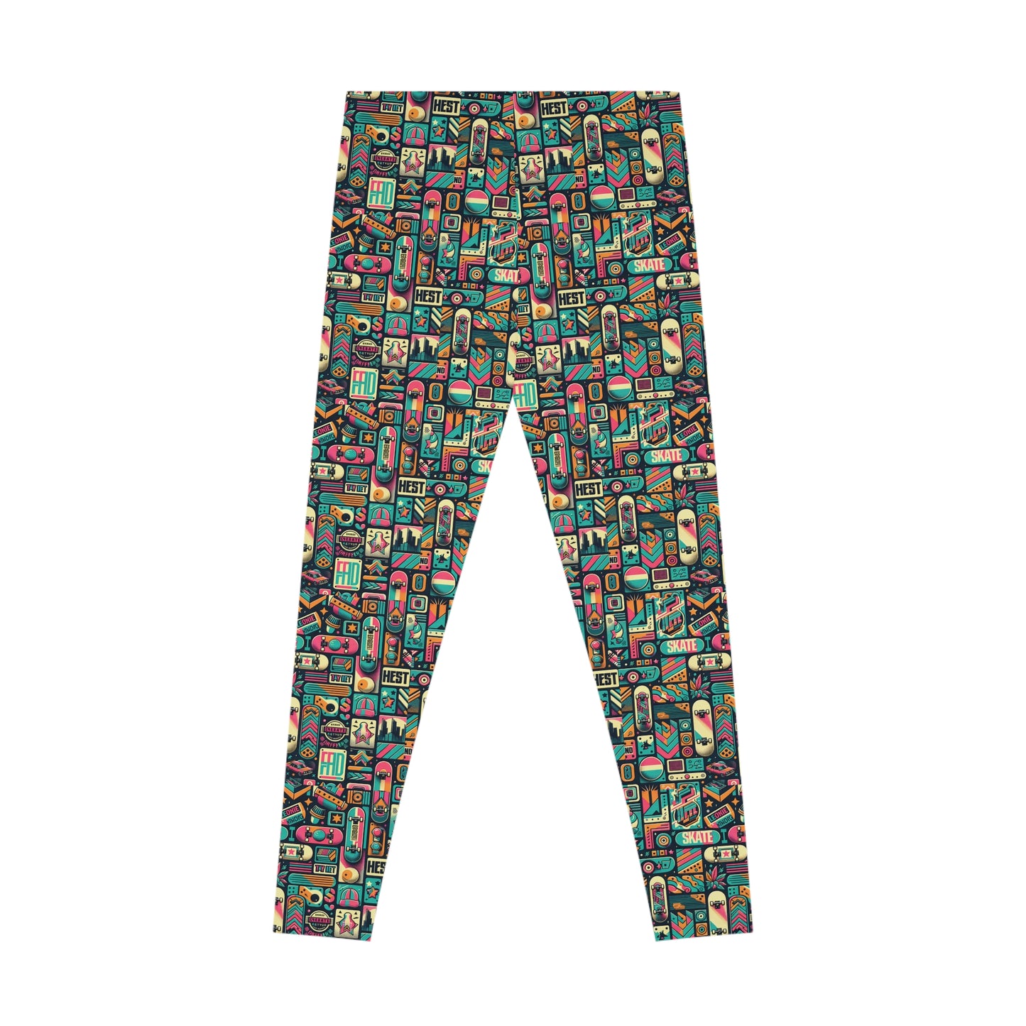 Skate Culture Revival Urban Retro Cool Stretch Leggings - 8404 Design-61