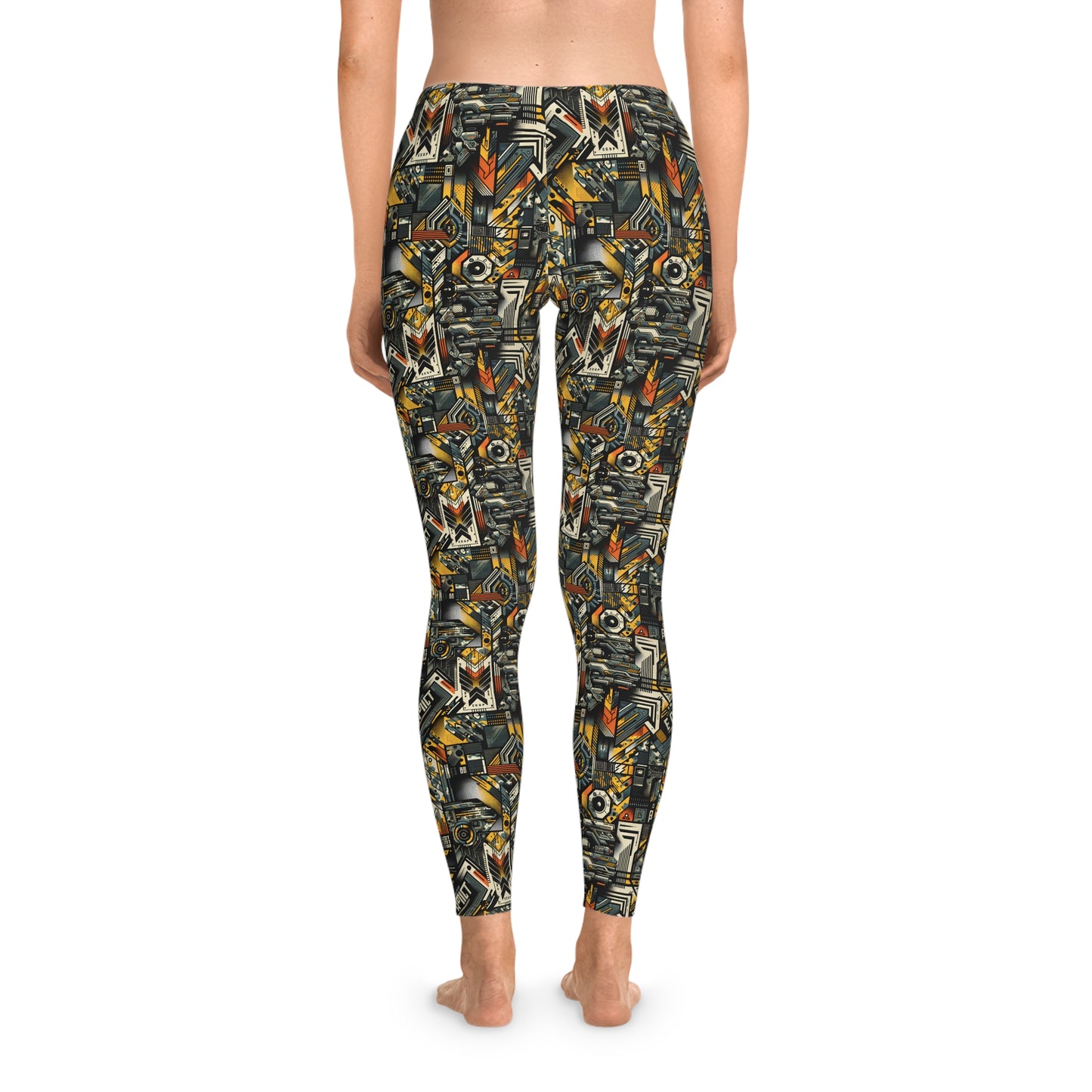 Digital Punk Futuristic Grunge Stretch Leggings - 8404 Design-49