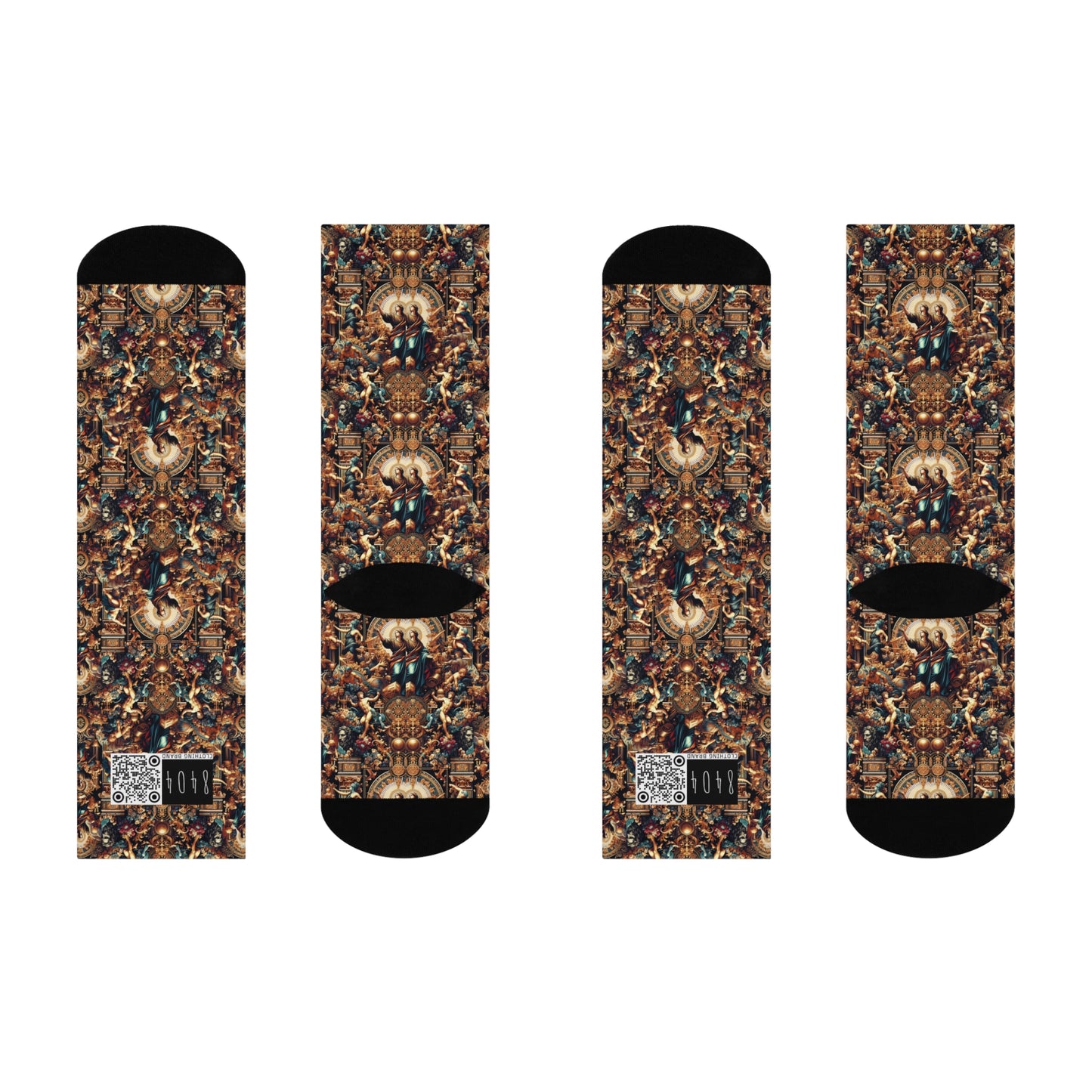 Digital Renaissance Luxurious Streetwear Inspired By Classical Art With a Modern Twist Cushioned Crew Socks - 8404 Design-64