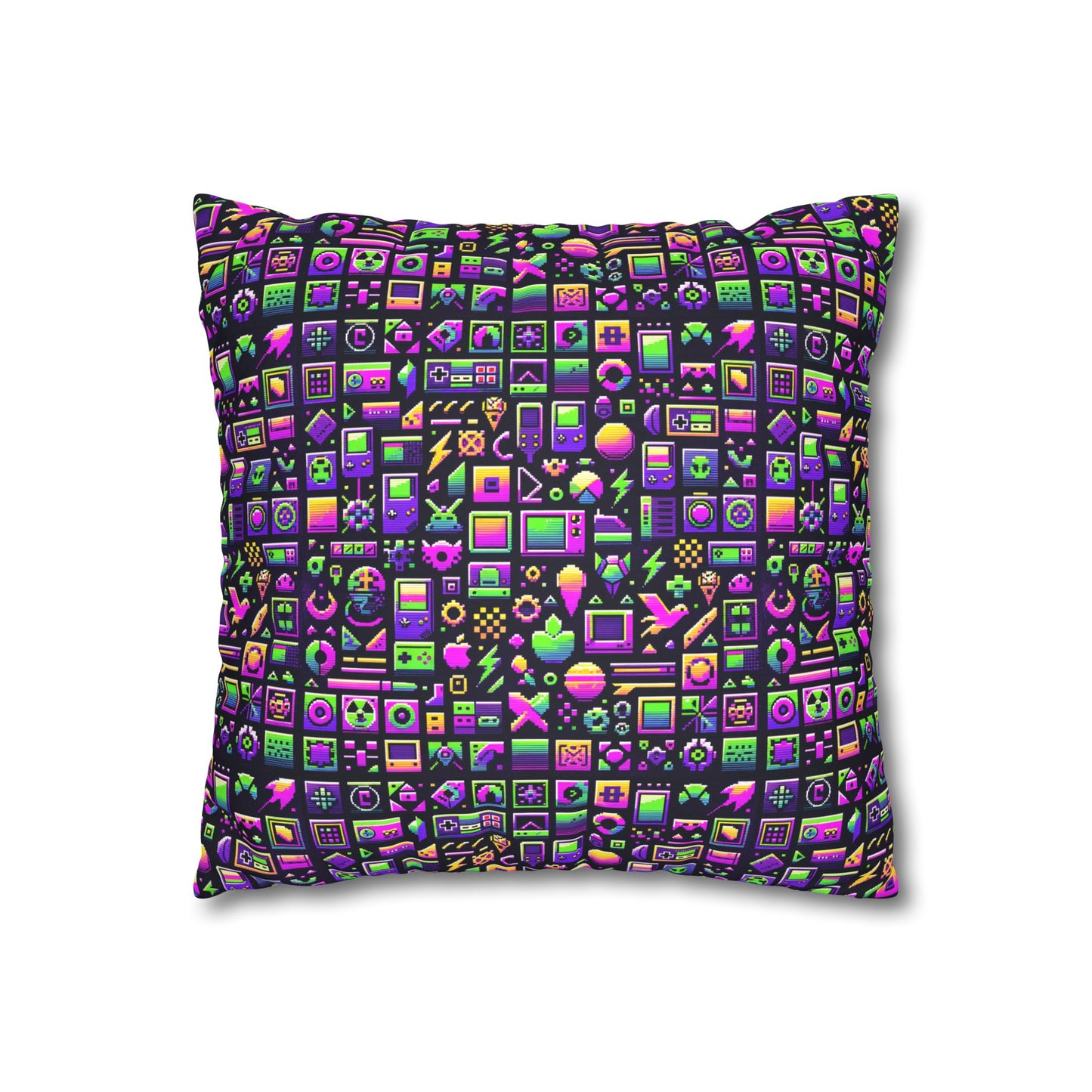 Digital Nostalgia Remix Modern Vintage Fusion Faux Suede Square Pillowcase - 8404 Design-49