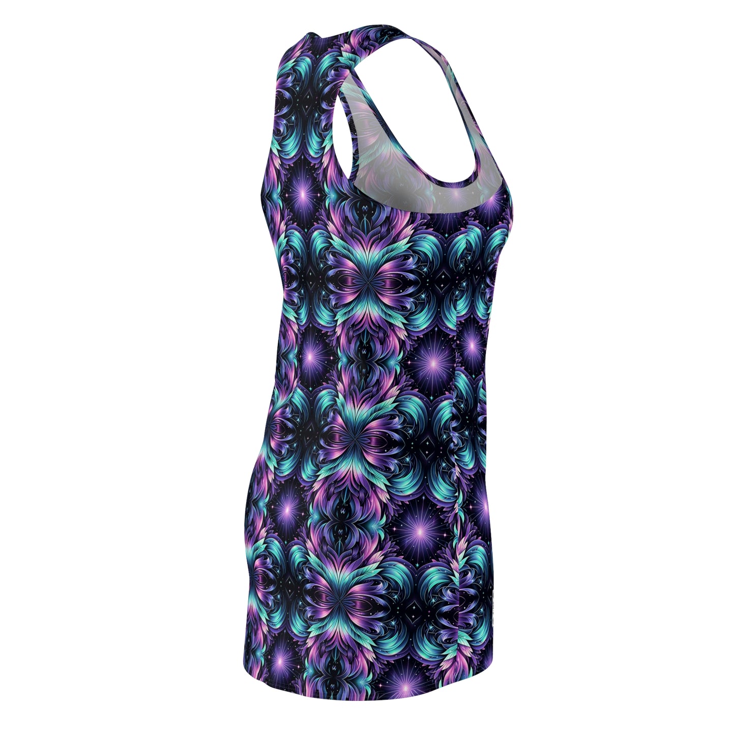 Iridescent Dream Futuristic Tech Women's Cut & Sew Racerback Dress - 8404 Design-60