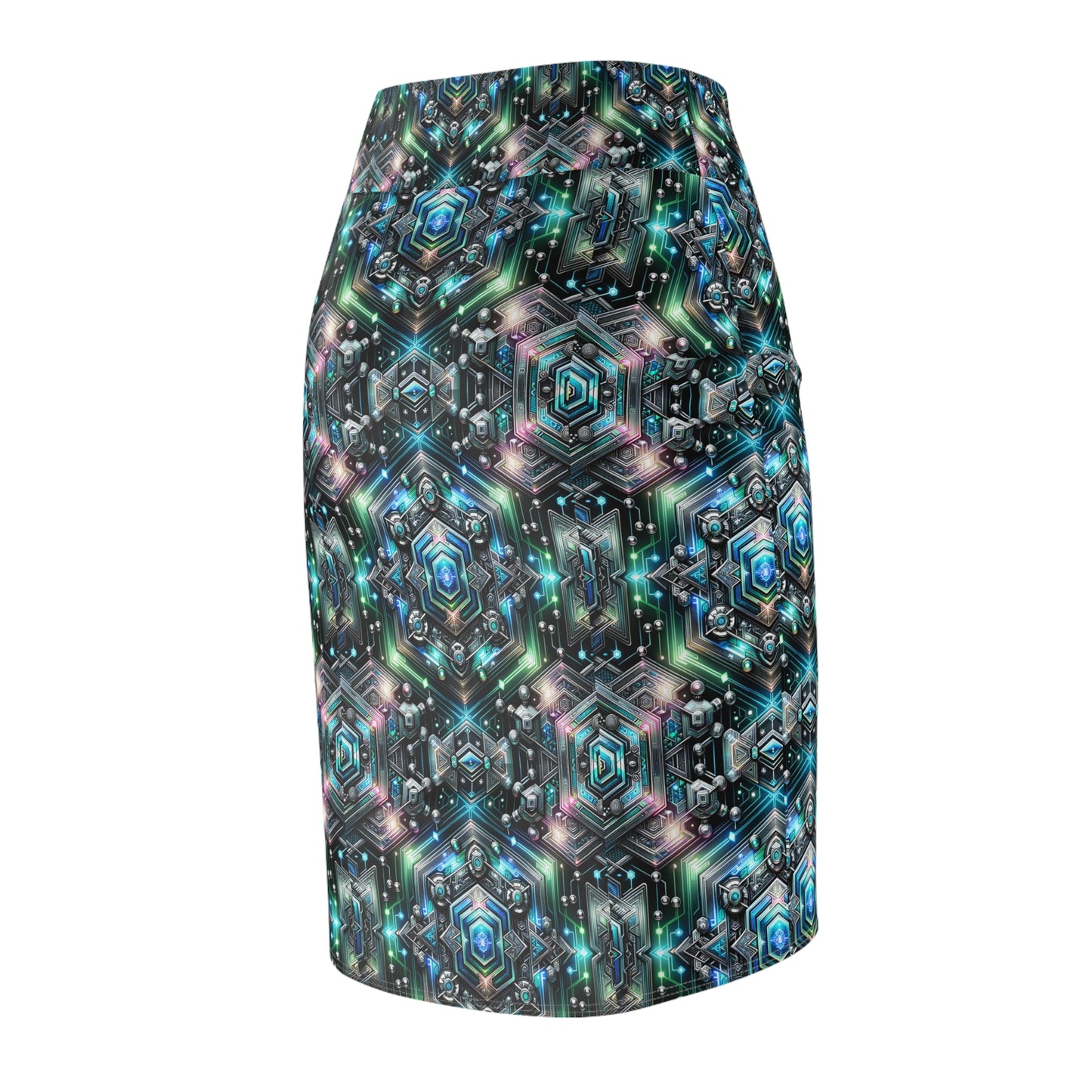 Tech-Infused Futurism Futuristic Tech Women's Pencil Skirt - 8404 Design-63