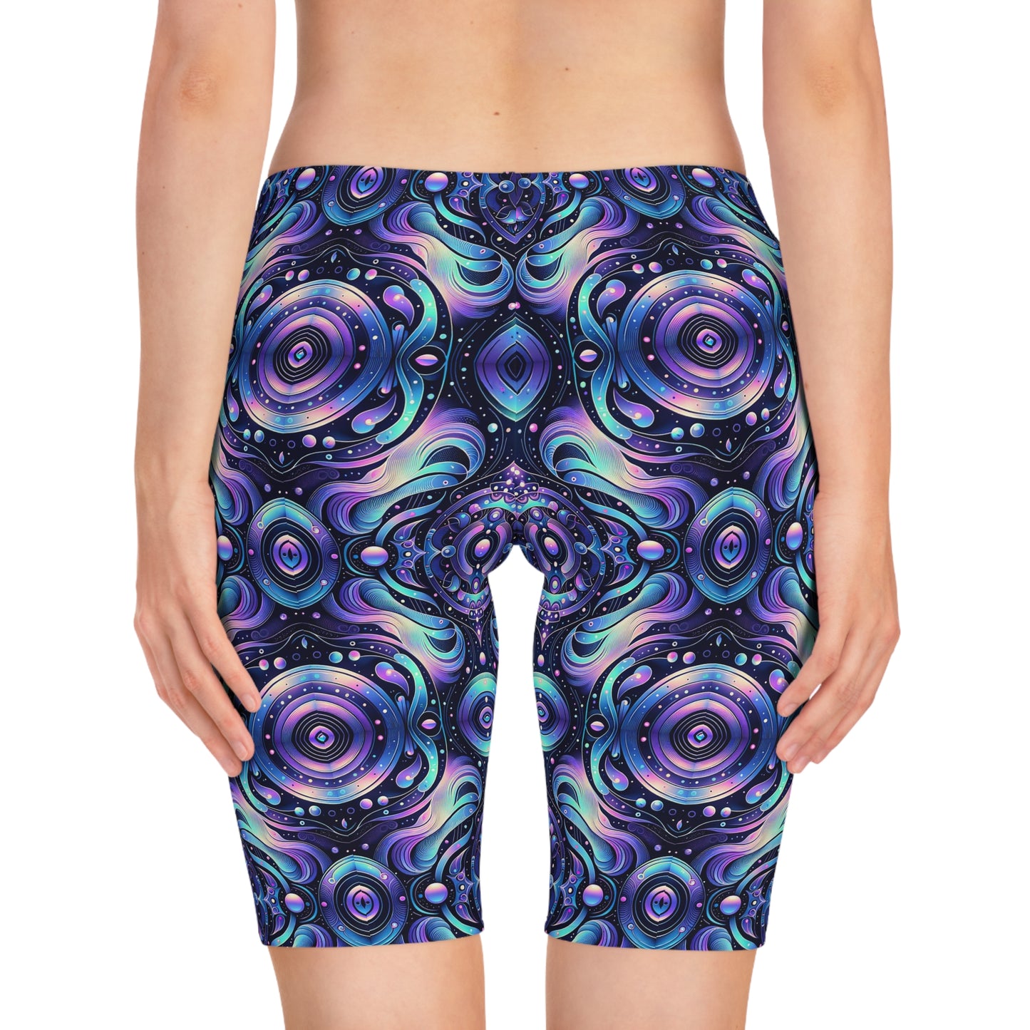 Iridescent Tech Fusion Tech-Forward Streetwear Women's Bike Shorts - 8404 Design-62