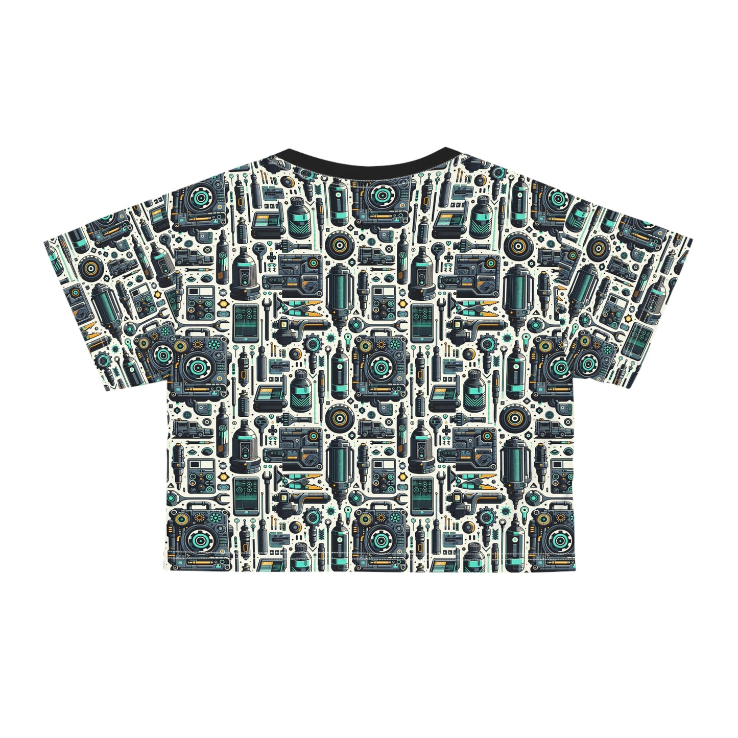 Tech Utility Fusion Modern Tech Streetwear Crop Tee - 8404 Design-53