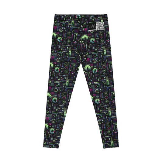 Tech Noir Futuristic Cyberpunk Stretch Leggings - 8404 Design-63