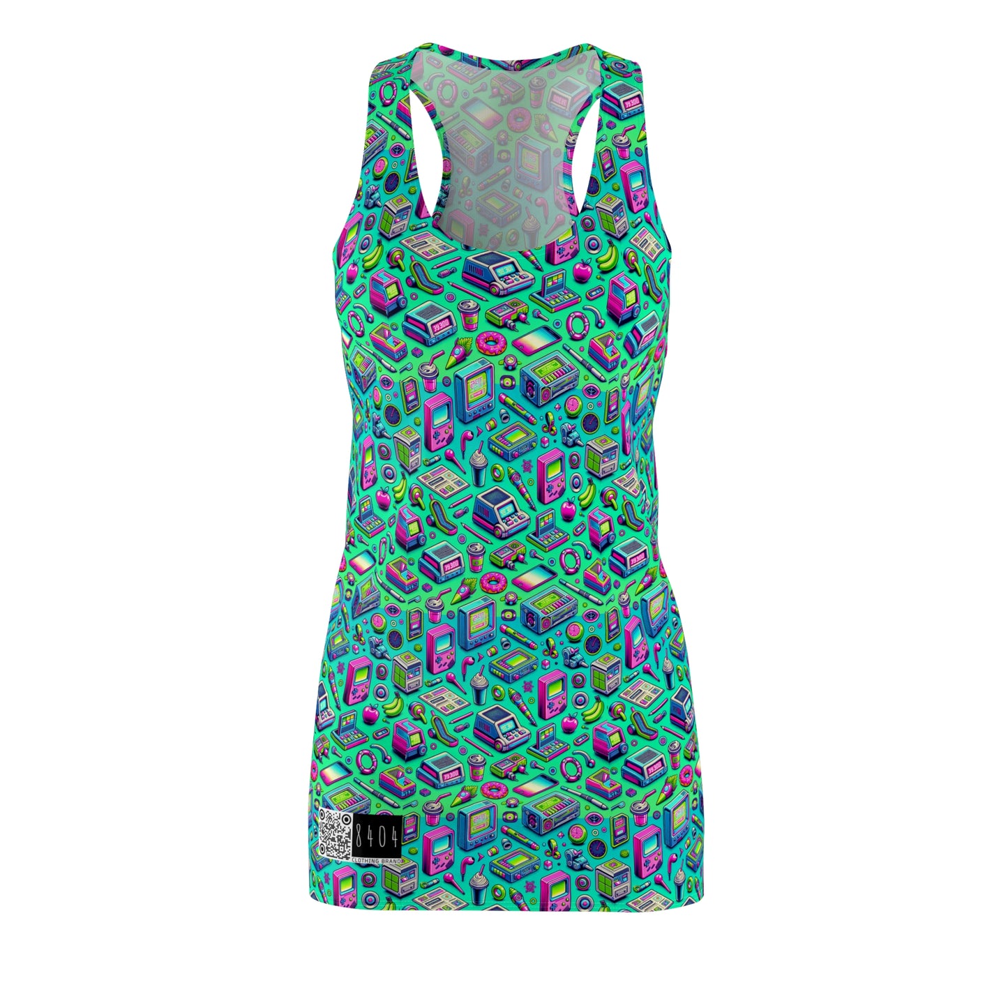Y2k Revival Nostalgic Futurism Women's Cut & Sew Racerback Dress - 8404 Design-48