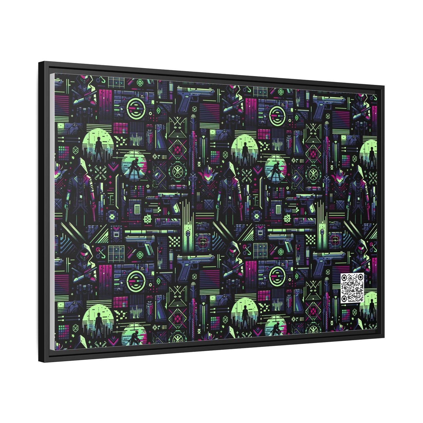 Tech Noir Futuristic Cyberpunk Matte Canvas, Framed (multi-Color) - 8404 Design-63 A