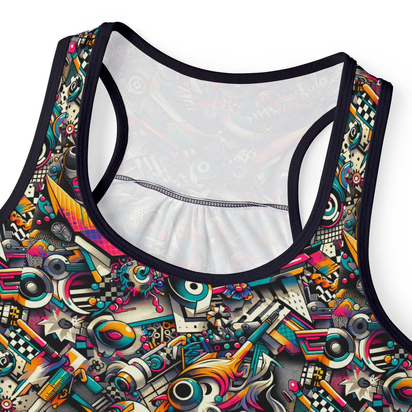 Urban Graffiti Fusion Eclectic Street Art Meets Modern Tech Culture Women's Tank Top - 8404 Design-55
