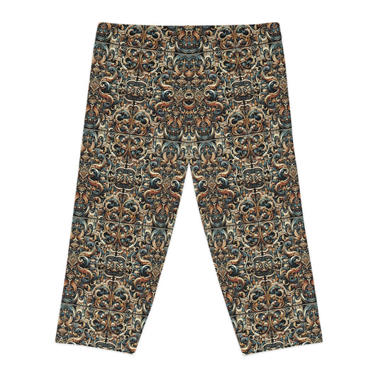 Urban Renaissance Historical Fusion With Street Edge Women's Capri Leggings - 8404 Design-59