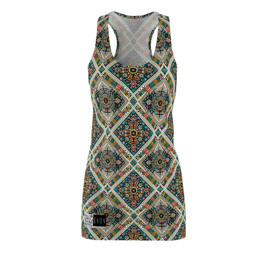 Cultural Fusion Tech Blend of Cultural Heritage With Tech-Inspired Elements Women's Cut & Sew Racerback Dress - 8404 Design-64