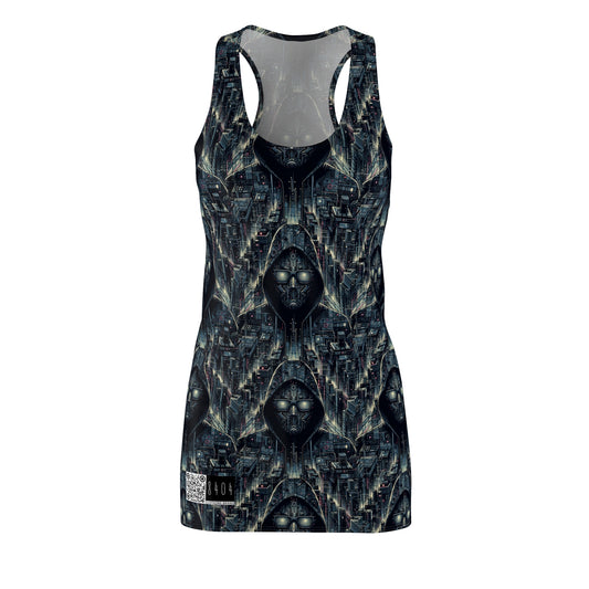 Tech Noir Aesthetics Sleek Tech Streetwear Women's Cut & Sew Racerback Dress - 8404 Design-56