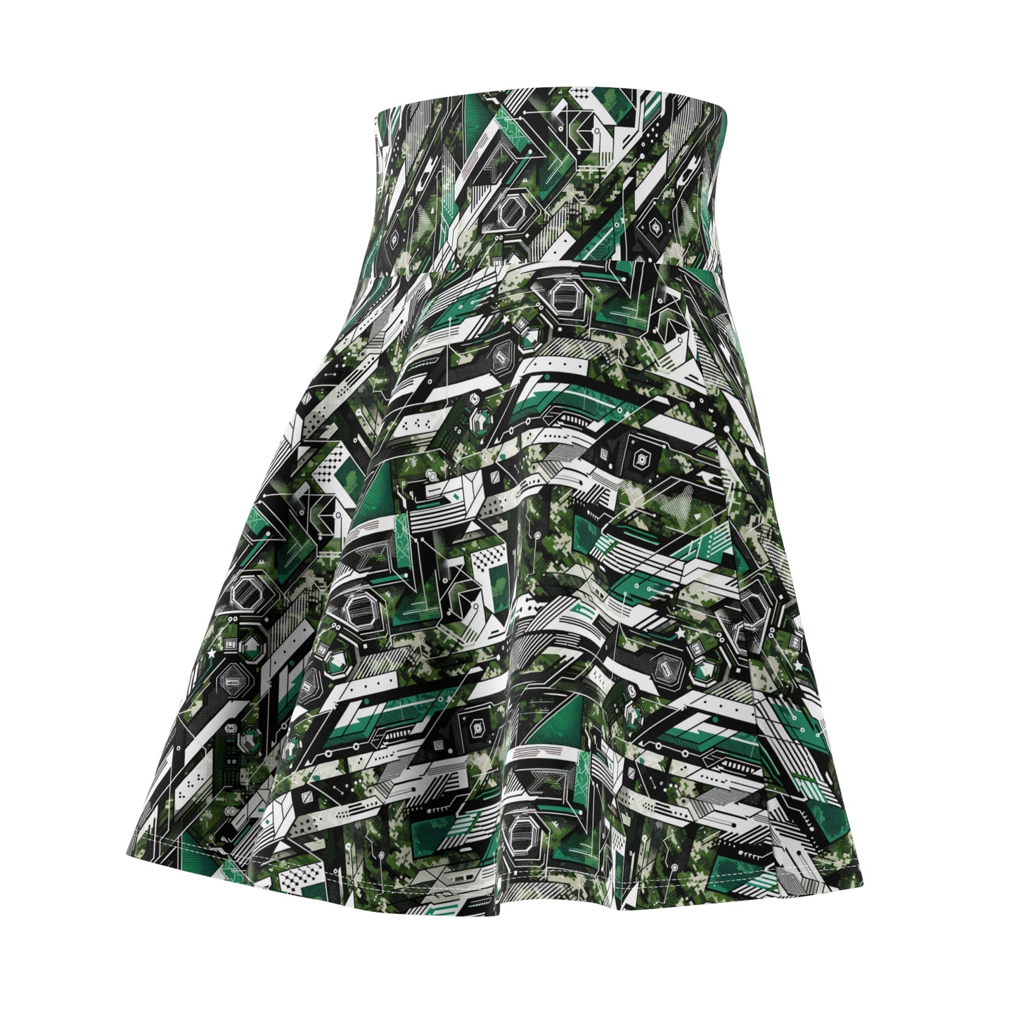 Tech Camo Fusion Tech-Forward Streetwear With a Futuristic Edge Women's Skater Skirt - 8404 Design-63