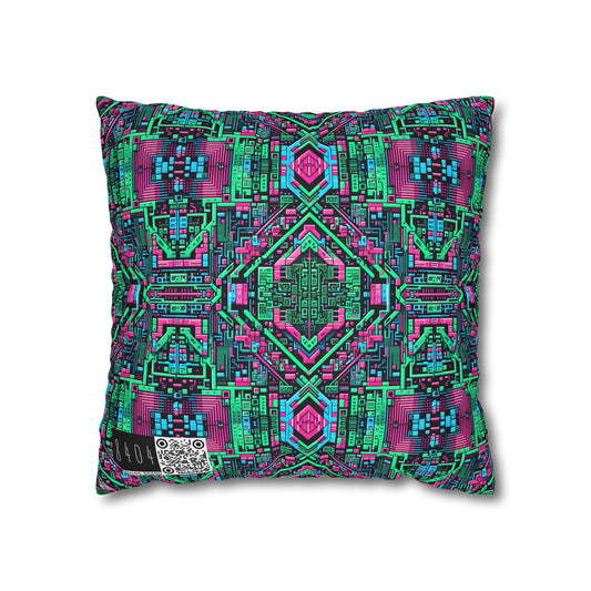 Digital Glitch Vibes Tech-Inspired Streetwear Spun Polyester Square Pillowcase - 8404 Design-71