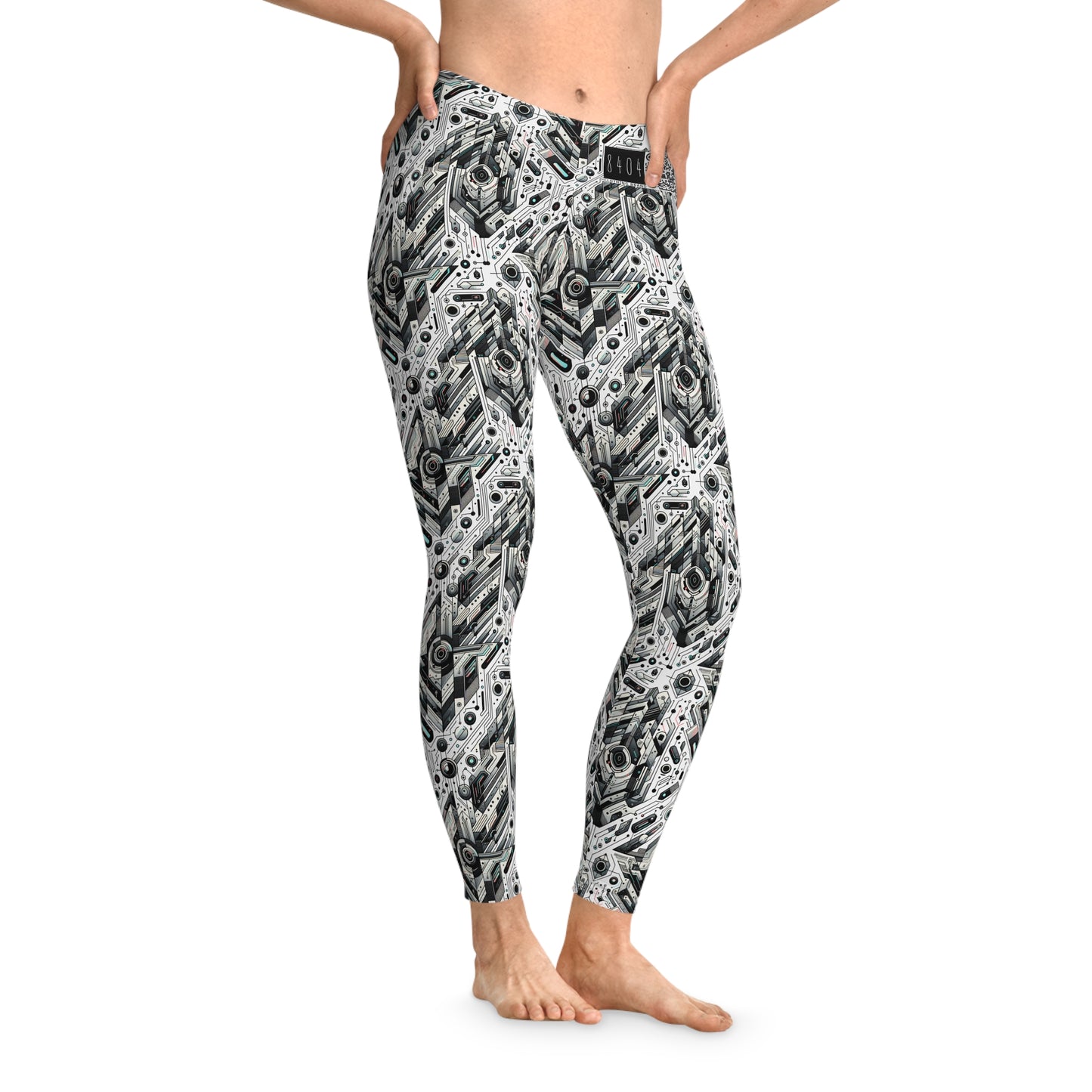Tech-Infused Streetwear Tech-Forward Minimalism Stretch Leggings - 8404 Design-51