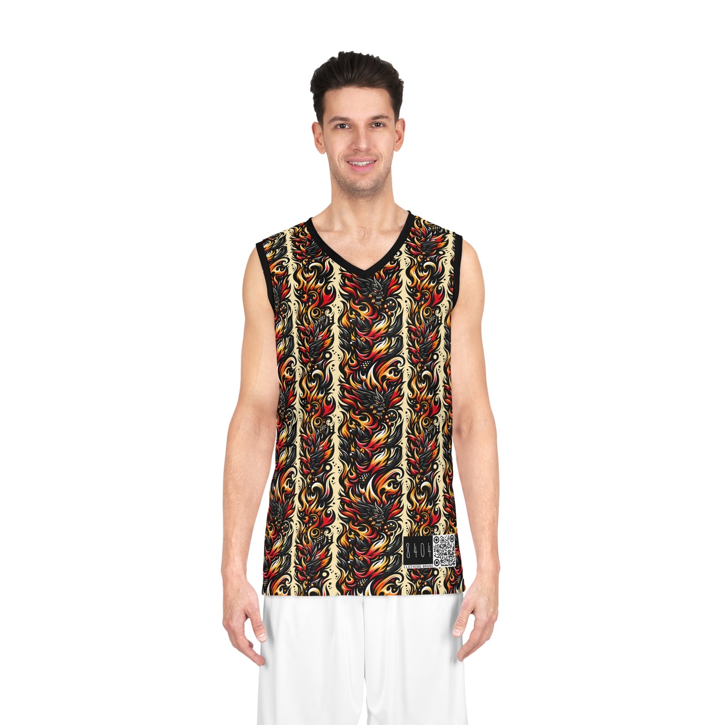 Flame Graphics Maximalist Streetwear Basketball Jersey - 8404 Design-65