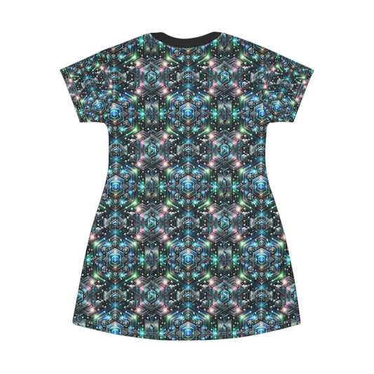 Tech-Infused Futurism Futuristic Tech T-Shirt Dress - 8404 Design-63